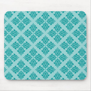 Aqua Moroccan Damask Mouse Mat