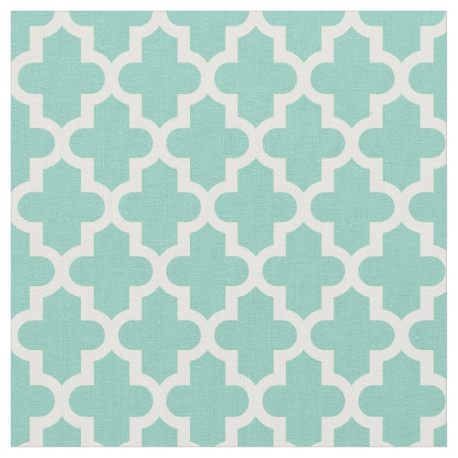 Aqua Moroccan Print Fabric (Close Up)