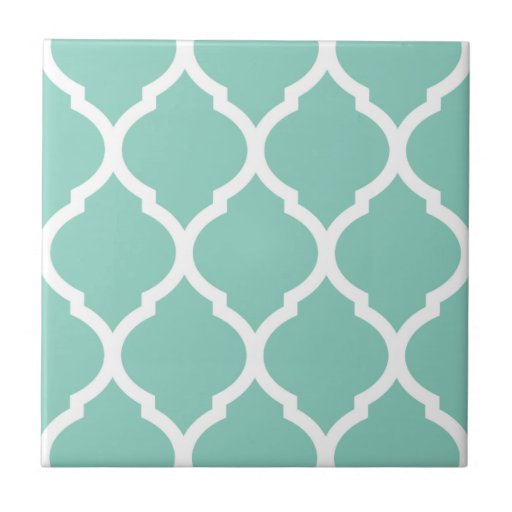 Image of Aqua Moroccan Quatrefoil Patterned Ceramic Tile