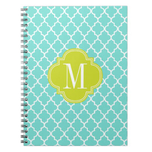Aqua Moroccan Tiles Lattice Personalised Notebook