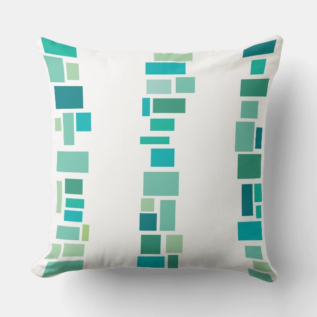 Aqua MOSIAC TILES DESIGN Retro Throw Pillow (Front)