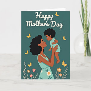 Aqua Mother Child Love Art Card