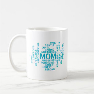 Aqua Mum Typography Word Cloud Coffee Mug