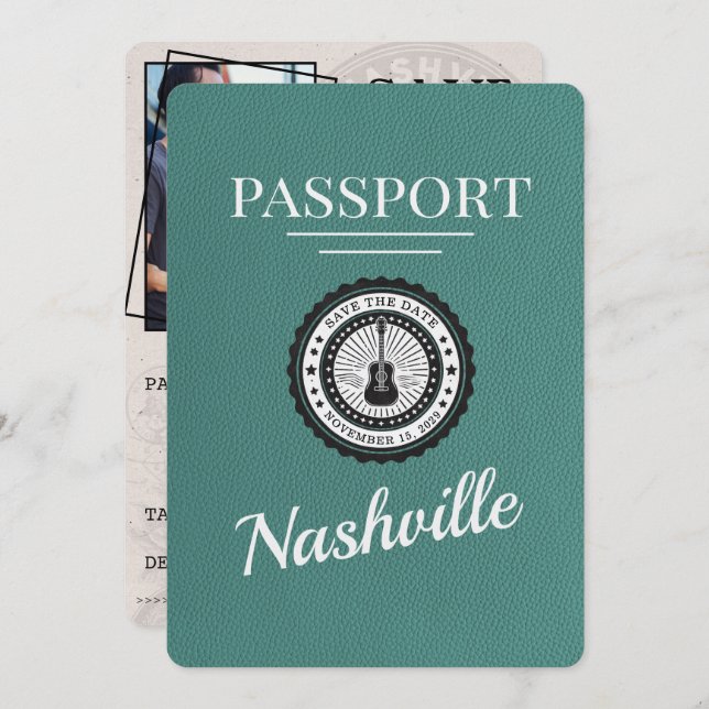 Aqua Nashville Passport Save The Date (Front/Back)