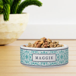 Aqua & Navy Mediterranean Pattern Pet Bowl