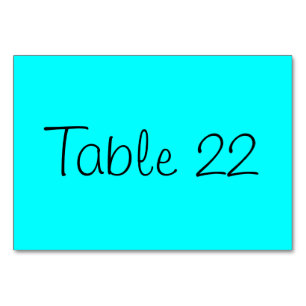 Aqua Numbered Table Number