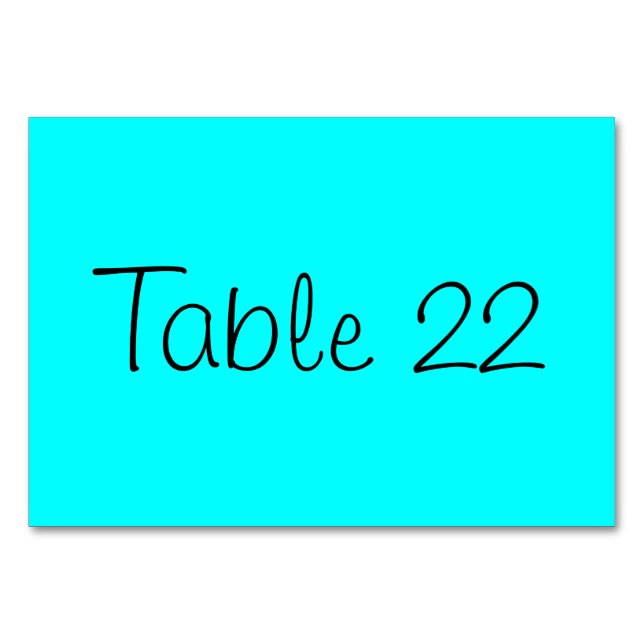 Aqua Numbered Table Number (Front)