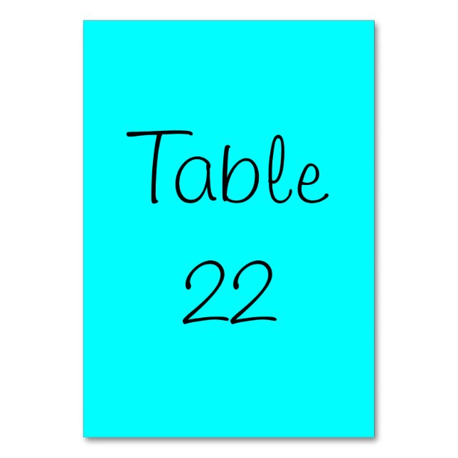 Aqua Numbered Table Number (Front)