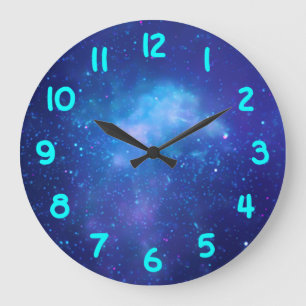 Aqua Numbers Blue Galactic Centre Large Clock