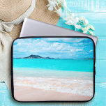 Aqua ocean and sandy beach photo custom monogram laptop sleeve<br><div class="desc">Remember the fresh salt smell of the ocean air. Relax, breathe, and explore the solitude of an empty Hawaiian beach with this stunning, vibrantly-colored photography custom monogram neoprene laptop sleeve. This laptop sleeve comes in three sizes: 15", 13", and 10”. Makes a great gift for someone special! Just type in...</div>