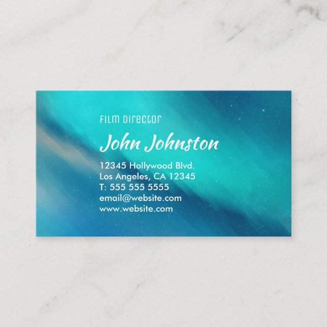 Aqua Ocean Blue Abstract Northern Lights Business Card (Front)
