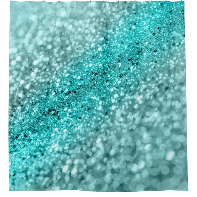 Aqua Ocean Bokeh Glitter #1 (Faux Glitter) #decor  Shower Curtain (Front)