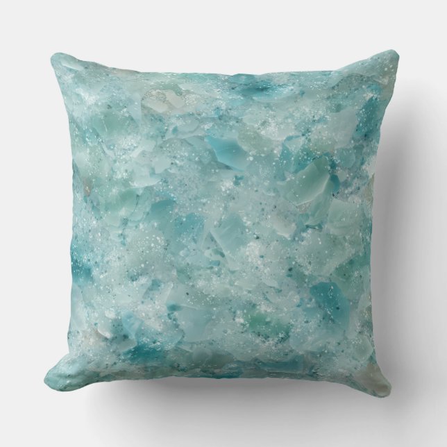 Aqua ocean crystals Throw Pillow (Front)