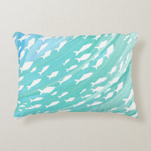 Aqua Ocean Fish Nautical  Decorative Cushion