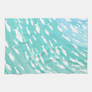 Aqua Ocean Fish Nautical Tea Towel