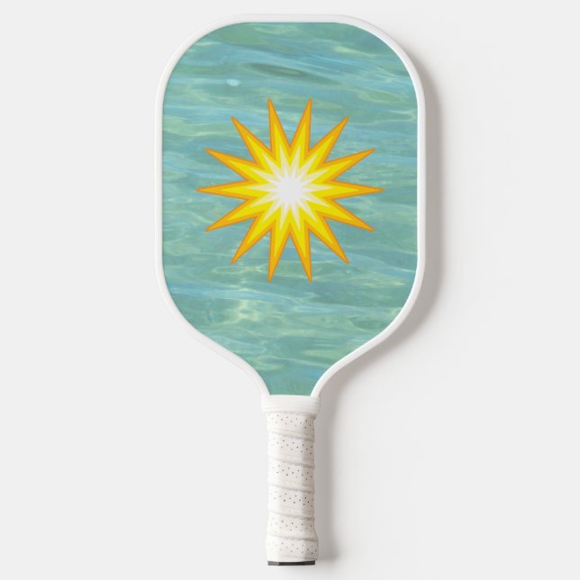 Aqua Ocean Starburst Coastal Vibes Pickleball Paddle (Front)