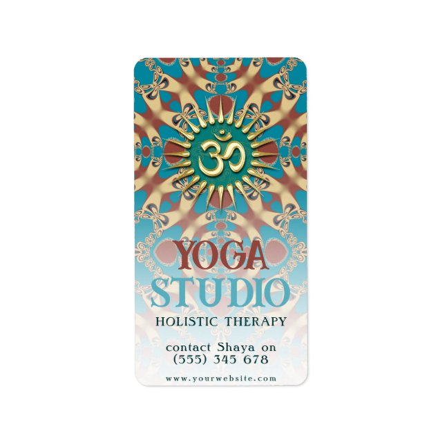 Aqua Ochre Yoga Holistic Energy Label (Front)