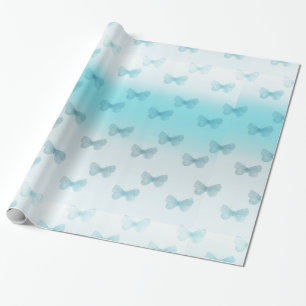 Aqua Ombre Butterflies Birthday Wrapping Paper