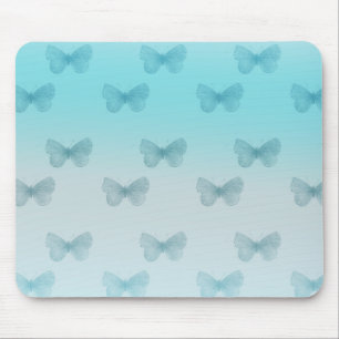 Aqua Ombre Butterflies Mouse Mat