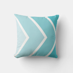 Aqua Ombré Chevron Stripes Pattern Cushion