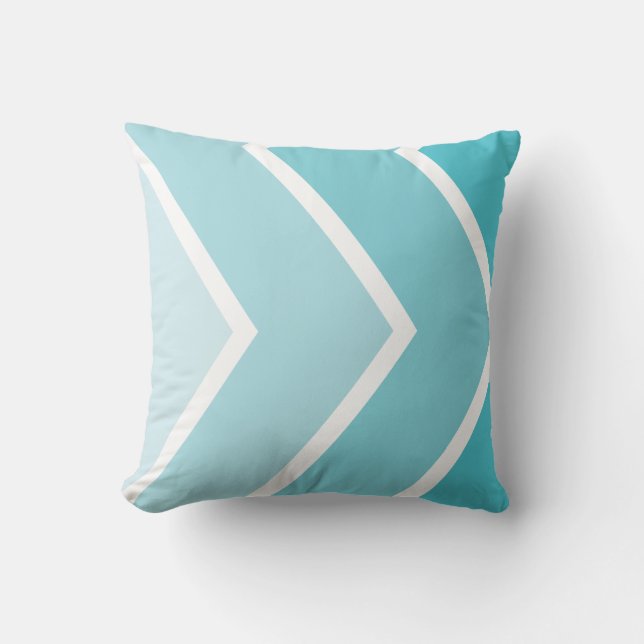 Aqua Ombré Chevron Stripes Pattern Cushion (Front)