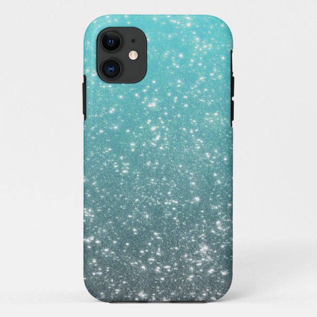 Aqua Ombre Glitter Case-Mate iPhone Case (Back)