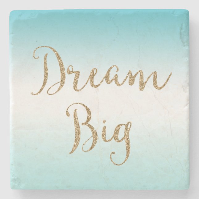 Aqua Ombre Gold Glitter Dream   Stone Coaster (Front)