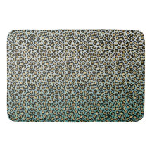 Aqua Ombre Gold Leopard Print
