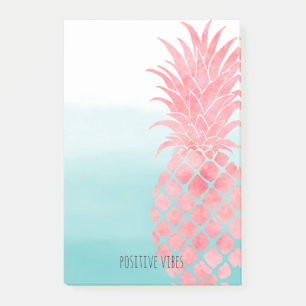 Aqua Ombre Pink Pineapple Post-it Notes