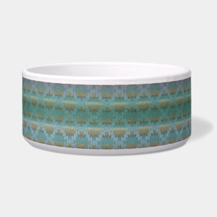 Aqua Ombre, Southwestern Pattern, Ceramic Pet Bowl
