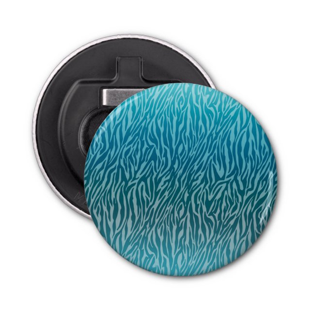 Aqua Ombre Zebra Print Bottle Opener (Front)