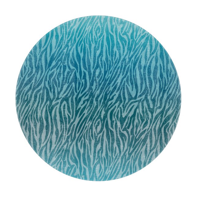 Aqua Ombre Zebra Print Cutting Board (Front)