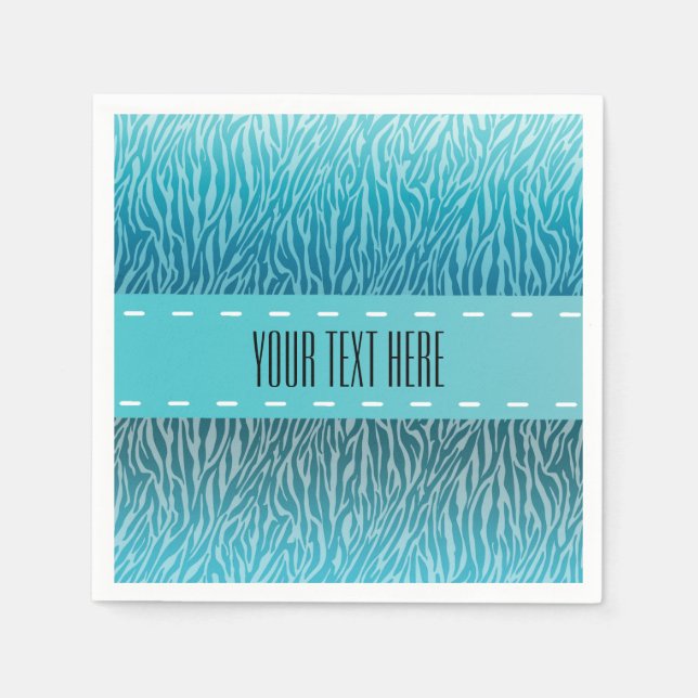 Aqua Ombre Zebra Print Napkin (Front)