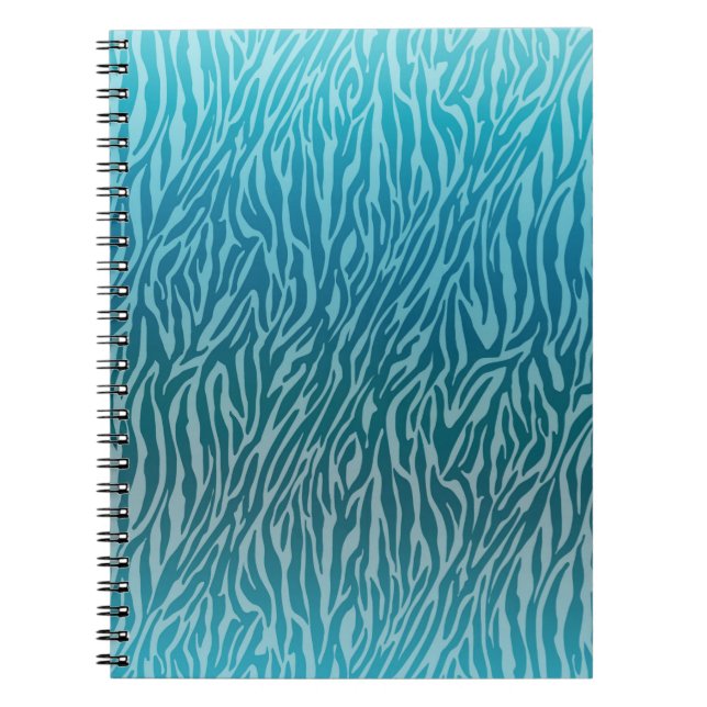 Aqua Ombre Zebra Print Notebook (Front)