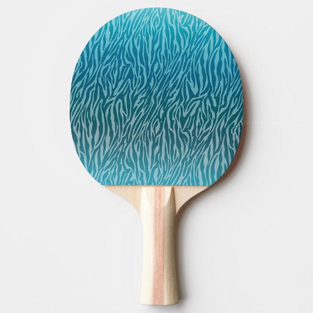 Aqua Ombre Zebra Print Ping Pong Paddle (Front)