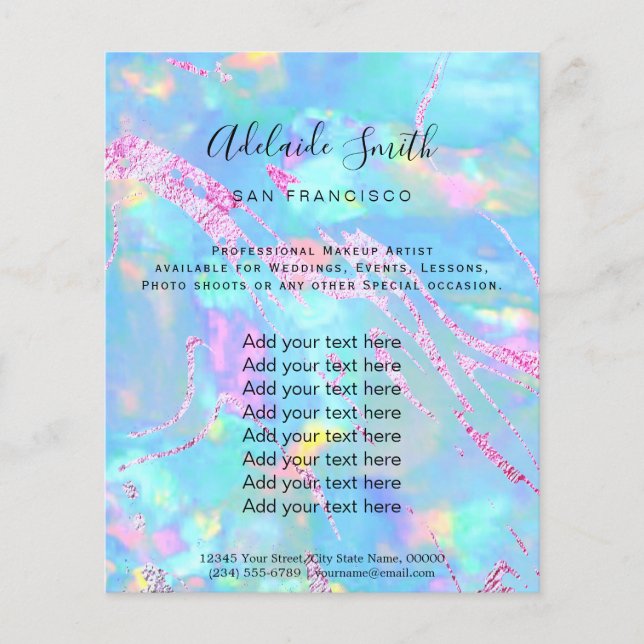 aqua opal stone FAUX holograph  Flyer (Front)
