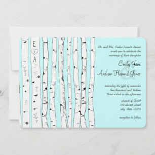 Aqua OR ANY COLOR Birch Tree Wedding Invitations