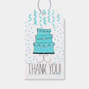 Aqua or Robins Egg Blue Birthday Cake -Thank You Gift Tags
