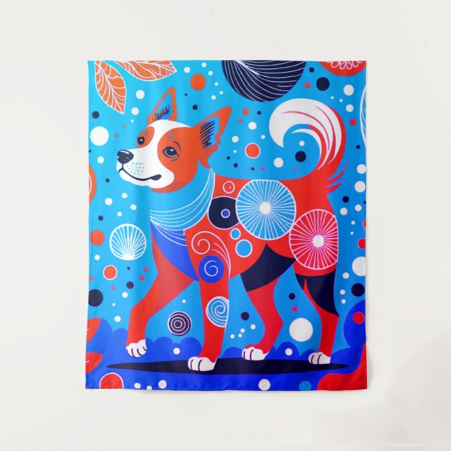 Aqua-Orange Canine Tapestry (Front)