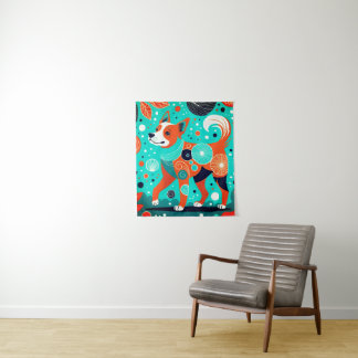 Aqua-Orange Canine Tapestry