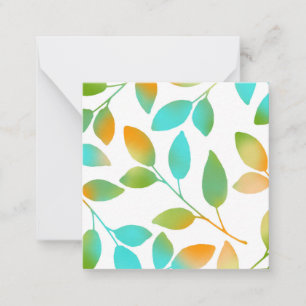 Aqua Orange Green Leaves Card