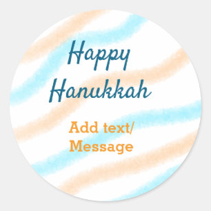 Aqua orange happy Hanukkah add name text message Classic Round Sticker