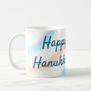 Aqua orange happy Hanukkah add name text message Coffee Mug