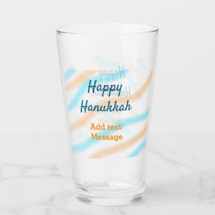 Aqua orange happy Hanukkah add name text message Glass