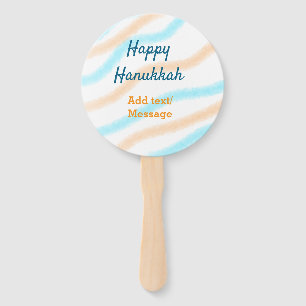 Aqua orange happy Hanukkah add name text message Hand Fan
