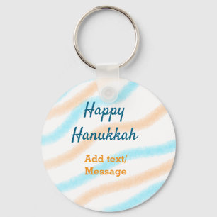 Aqua orange happy Hanukkah add name text message Key Ring