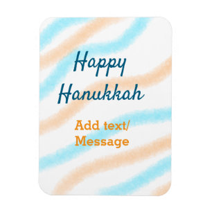 Aqua orange happy Hanukkah add name text message Magnet