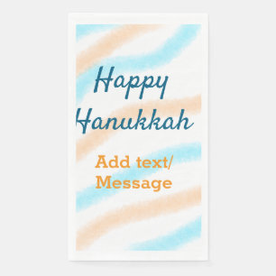 Aqua orange happy Hanukkah add name text message Napkin