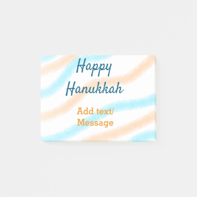 Aqua orange happy Hanukkah add name text message Post-it Notes (Front)