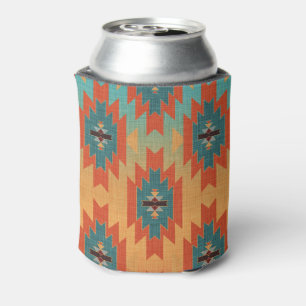 Aqua, Orange Ombre Southwestern Style Can Cooler